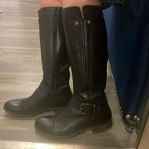 Black genuine leather boot